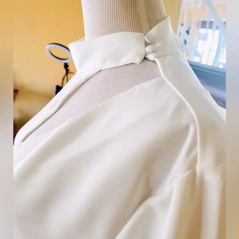 River Island White Long Sleeve Cutout Top Mock Neck Size 14 - Picture 6 of 13